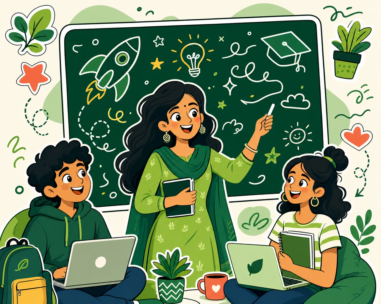 A teacher and students learning with GyaanKit